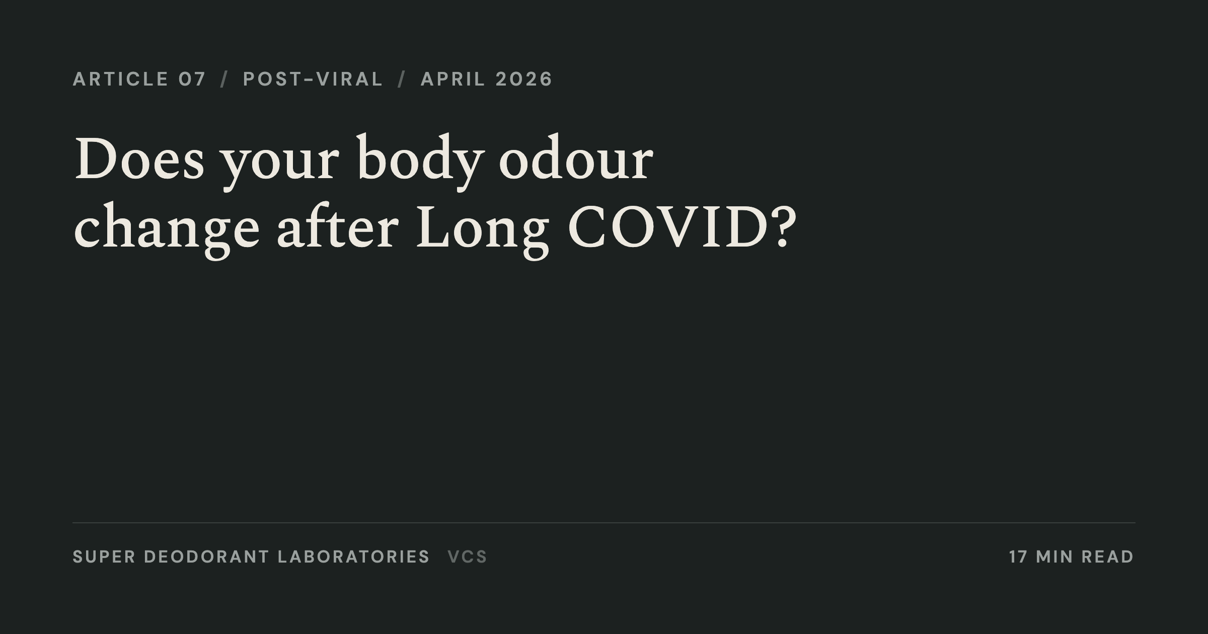 Does your body odour change after Long COVID?